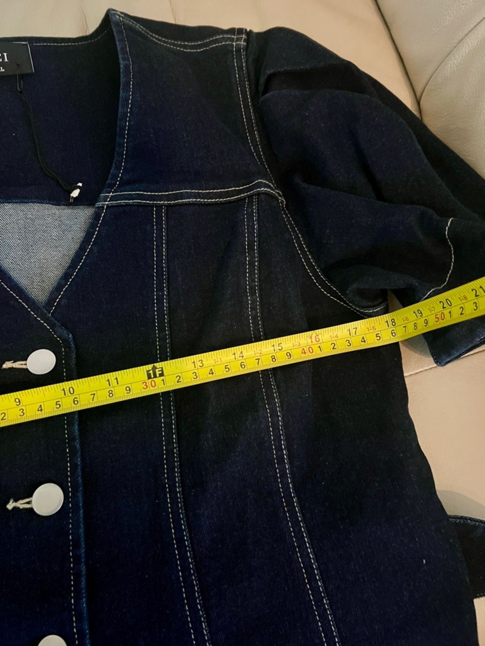 Vici Timko Waist Tie Denim Mini Dress in Dark Blue - Picture 13 of 16